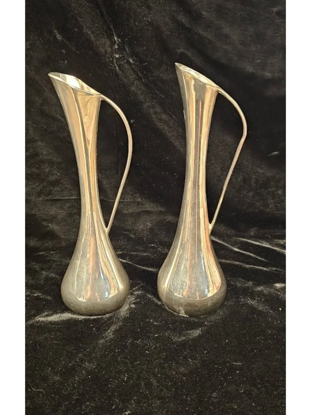 Pair Of Vintage Silver-Plated Bud Vases With Elegant Handles And Tapered Design